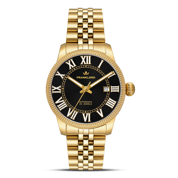 Franklord Majestic Aura 2.0 - Black in Gold | Luxury Automatic Watch For Men