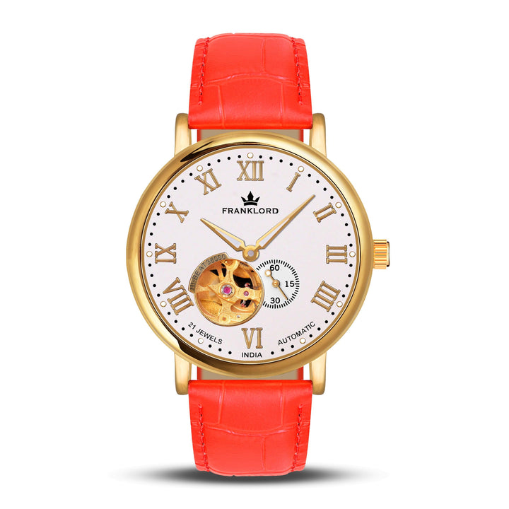 Franklord Heritage Open Heart – Imperial Flame | Gold Automatic Watch for Men - Franklord Watches