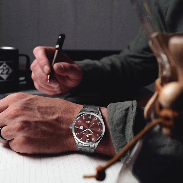 Franklord Regal Sapphire Roman - Wine Red | Luxury Automatic Watch - Franklord Watches