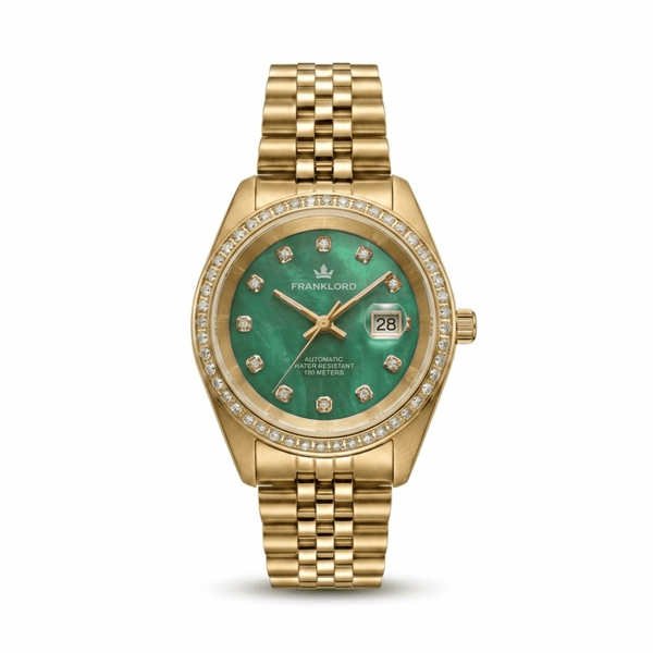 Franklord Empress Emerald Green - Women's Automatic Watch in Gold