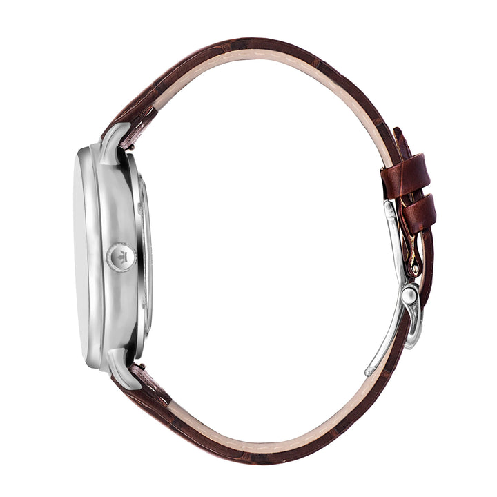 Franklord Heritage Open Heart – Rustic Luxe | Brown Strap Silver Dial Automatic Watch for Men - Franklord Watches