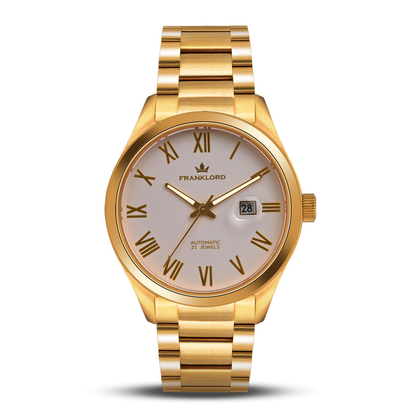 Franklord Regal Sapphire Roman White in Gold | Maha Vastu-Inspired Timepiece for Prosperity — an auspicious gift