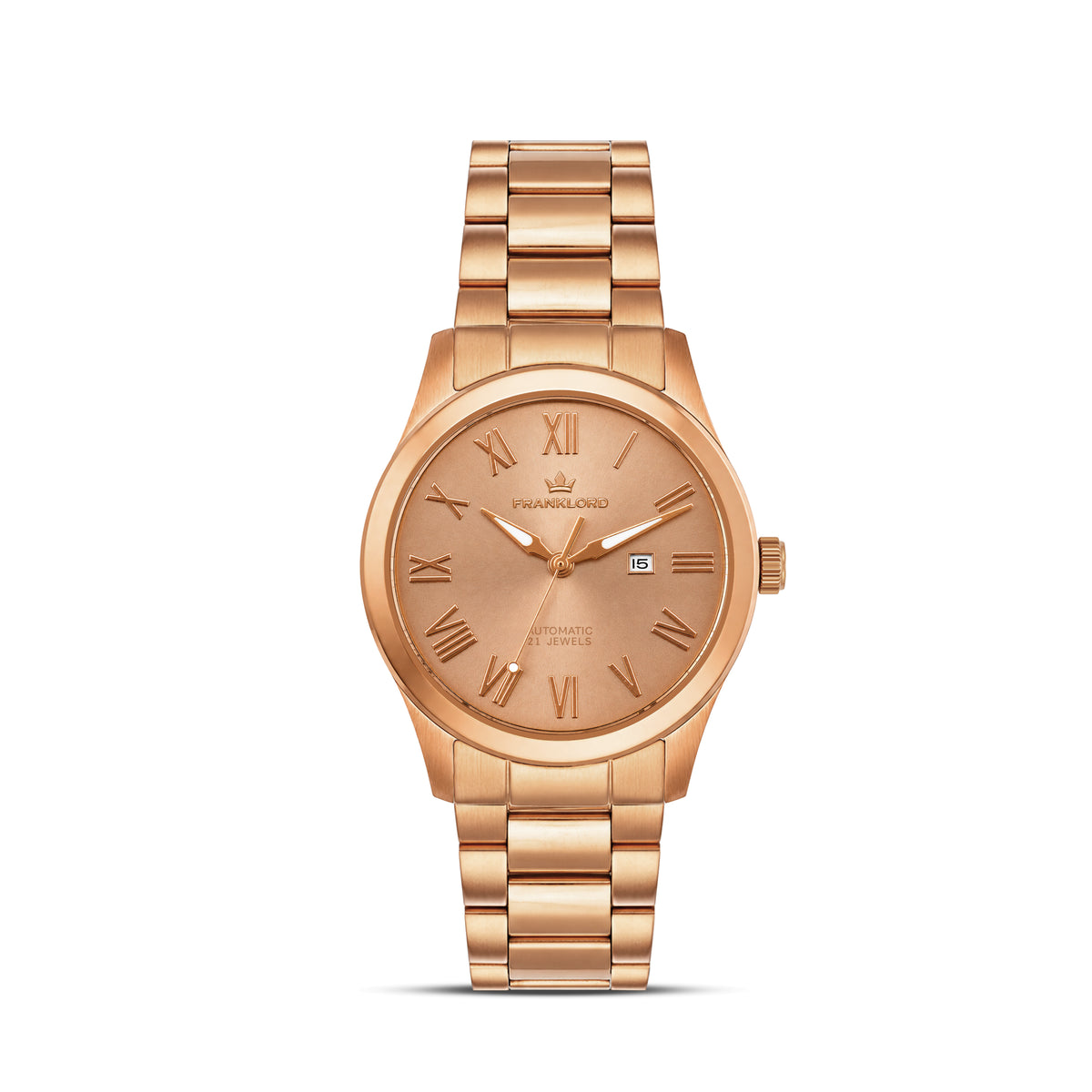 Franklord Ladies Maha Vastu Automatic – Rose Gold Blush Dial Watch for Women | 316L Steel