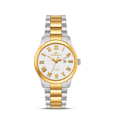 Franklord Ladies Maha Vastu Automatic – Two-Tone White Dial Watch for Women | 316L Steel