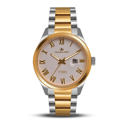 Franklord Regal Sapphire Roman White Two Tone | Maha Vastu Timepiece of Growth & Balance