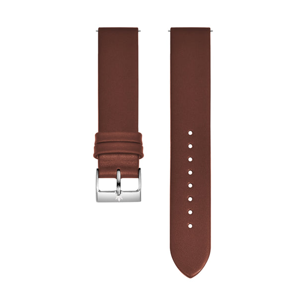 Franklord Chestnut Brown 20mm Genuine Leather Watch Strap – Classic Plain Quick Release Band