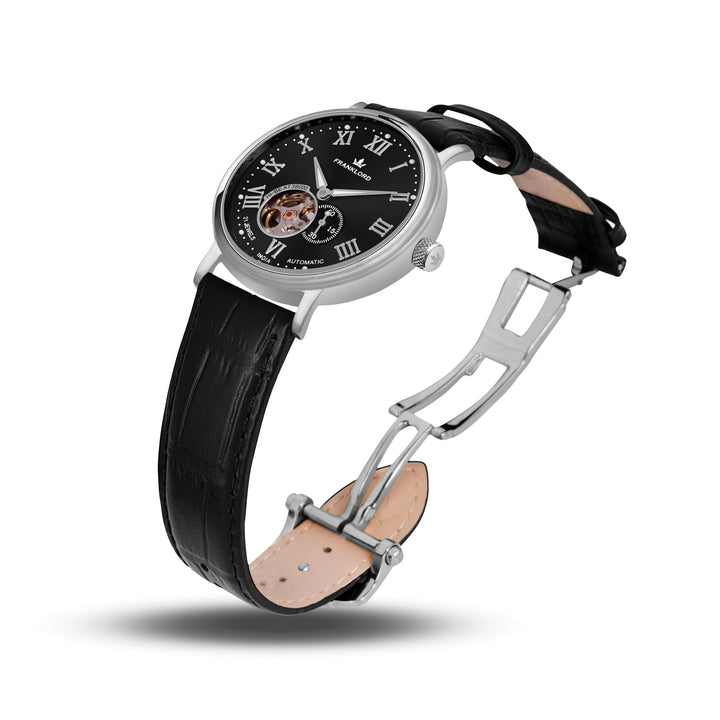 Franklord Heritage Open Heart – Black Shadow | Men’s Black Dial Automatic Watch - Franklord Watches