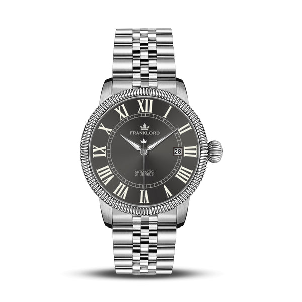 Franklord Majestic Aura 2.0 - Grey in Silver | Luxury Automatic Watch For Men