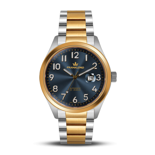 Franklord Regal Sapphire Vanguard - Blue On Gold Two Tone | Luxury Automatic Watch For Men
