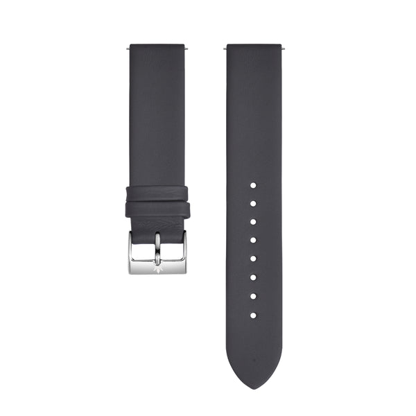 Franklord Dark Grey 20mm Genuine Leather Watch Strap – Minimalist Matte Quick Release Band