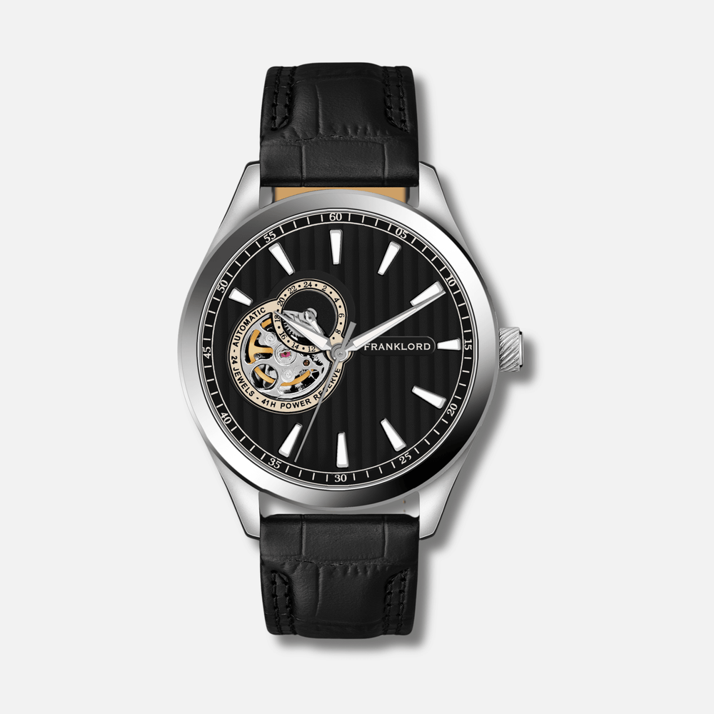 Franklord Regal Sapphire Open Heart Ebony Luxe Leather Automatic