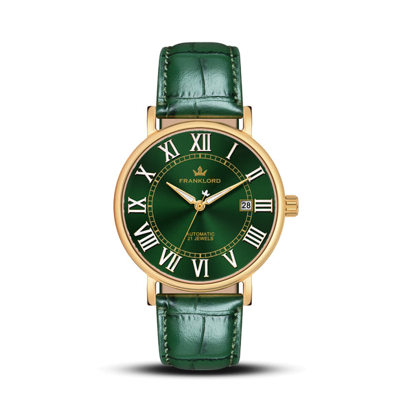 Franklord Eternal Roman Automatic – Emerlad Gold Edition | Miyota 8215 Luxury 21-Jewel Dress Watch
