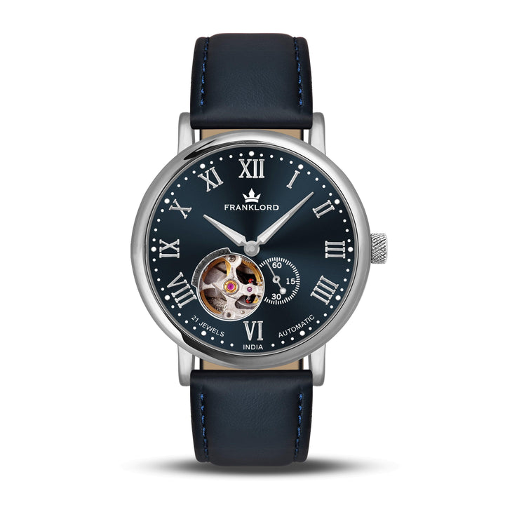 Franklord Heritage Open Heart – Navy Royale | Luxury Navy Dial Automatic Watch for Men - Franklord Watches