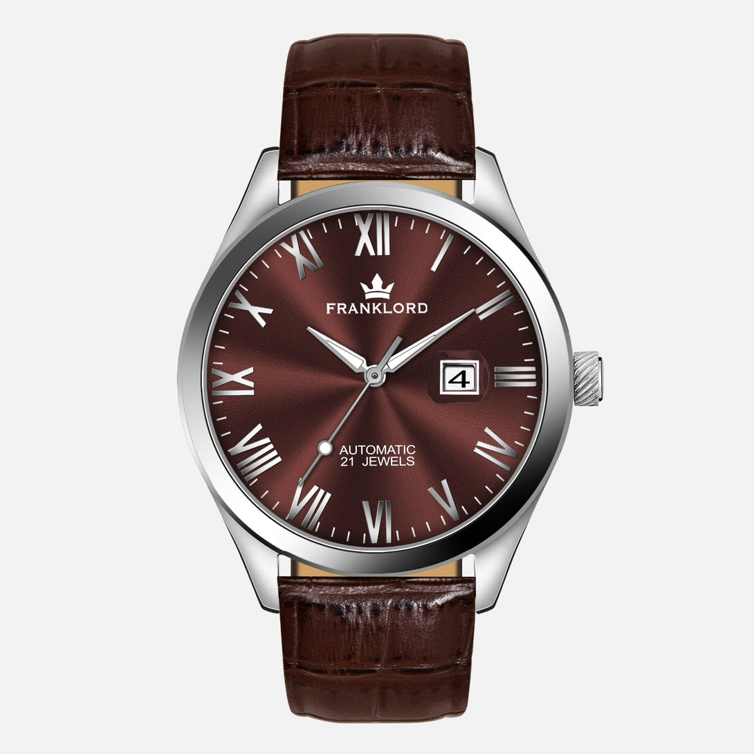 Franklord Regal Sapphire Roman Series – Wine Ember | Luxury Automatic Watch - Franklord Watches