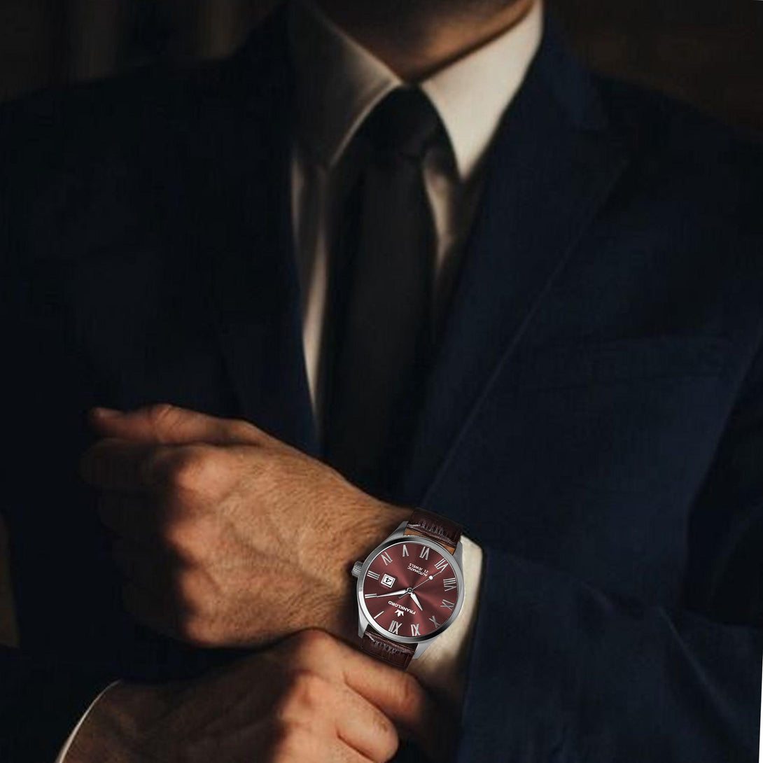 Franklord Regal Sapphire Roman Series – Wine Ember | Luxury Automatic Watch - Franklord Watches