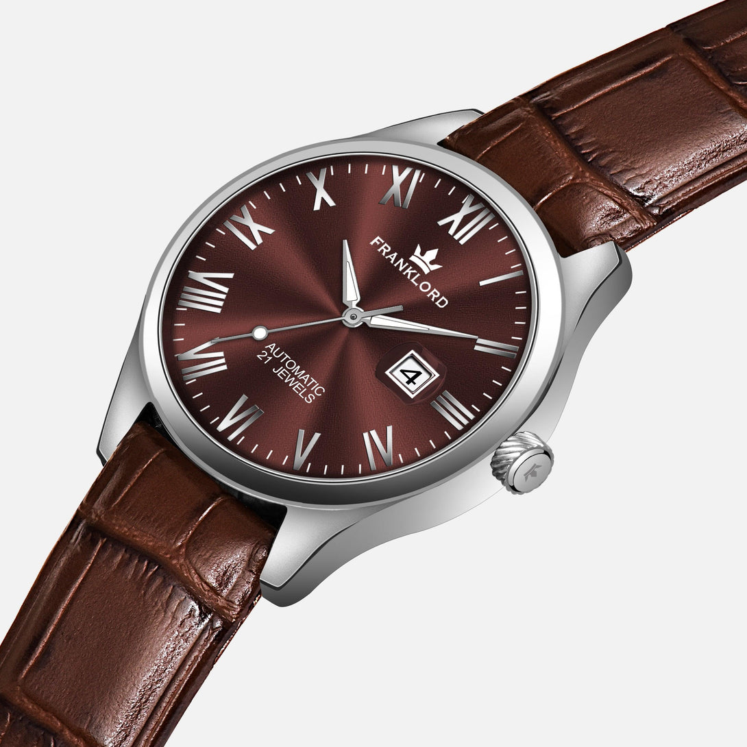 Franklord Regal Sapphire Roman Series – Wine Ember | Luxury Automatic Watch - Franklord Watches
