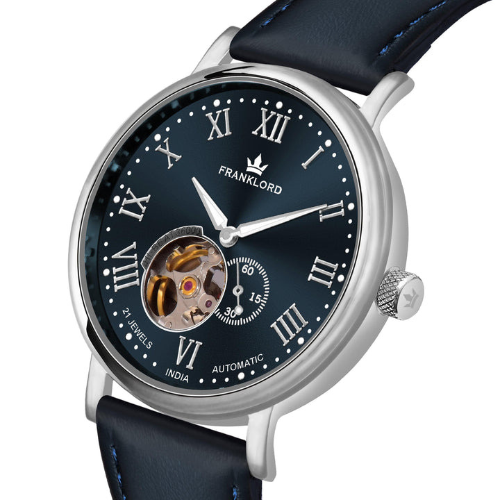 Franklord Heritage Open Heart – Navy Royale | Luxury Navy Dial Automatic Watch for Men - Franklord Watches