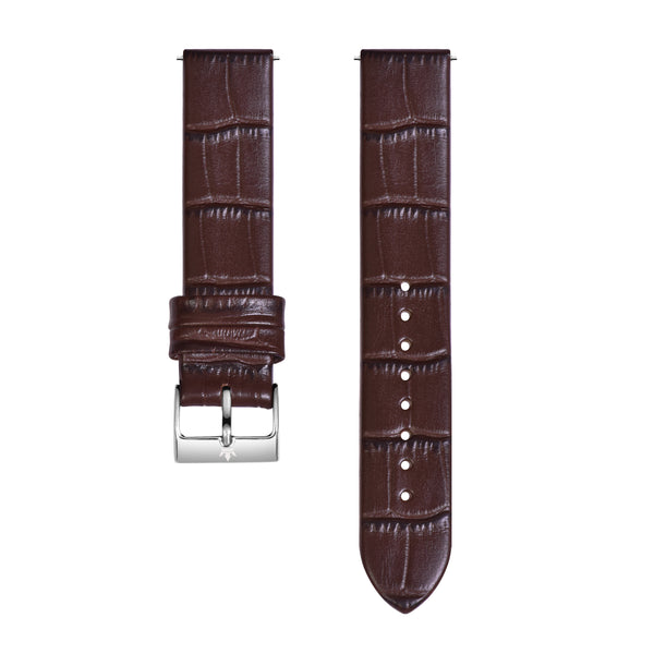 Franklord Coffee Brown 20mm Leather Watch Strap – Croco Grain Premium Quick Release Band