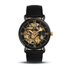 Franklord Mechanis – Noir Obsidian | Black Skeleton Automatic Watch with Leather Strap