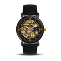 Franklord Mechanis – Noir Obsidian | Black Skeleton Automatic Watch with Leather Strap