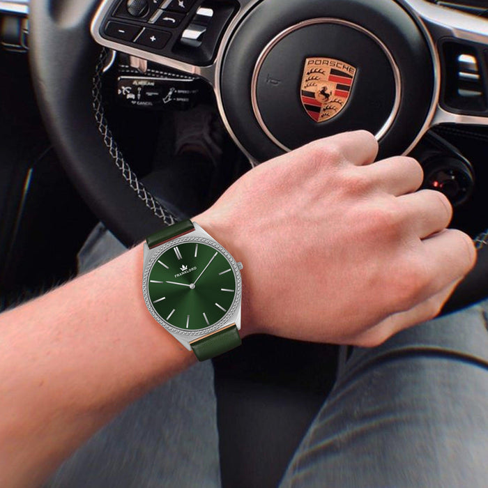 Franklord Diamond Élan – Emerald Ultra-Slim Swiss Watch (5mm)