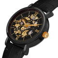 Franklord Mechanis – Noir Obsidian | Black Skeleton Automatic Watch with Leather Strap