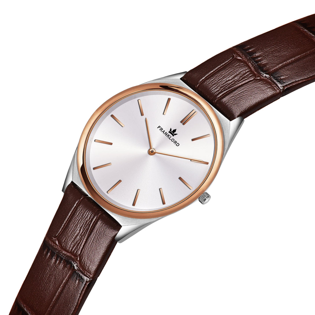 Franklord Swiss UltraThin Series - Rosewood Pearl | Ultra-Slim 5mm Luxury Watch - Franklord Watches