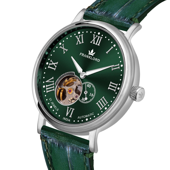 Franklord Heritage Open Heart – Emerald Legacy | Luxury Green Dial Automatic Watch for Men - Franklord Watches