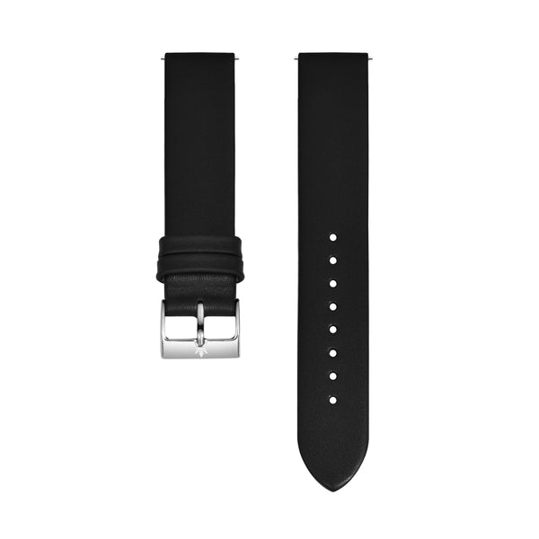 Franklord Classic Black 20mm Genuine Leather Watch Strap – Minimalist Matte Quick Release Band