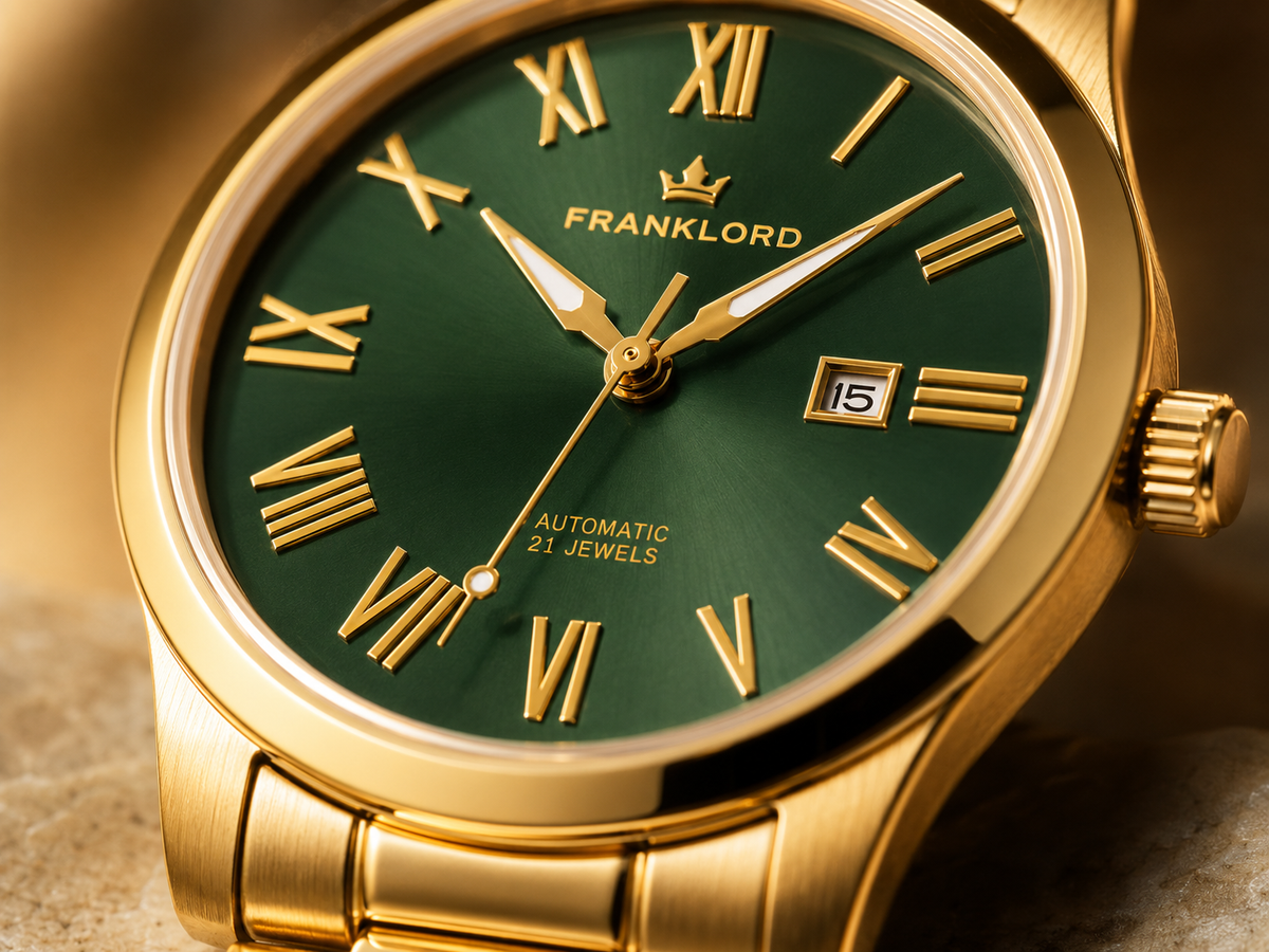 Franklord Maha Vastu Couple Watch Set – Gold Green His & Hers Automatic | Matching Pair