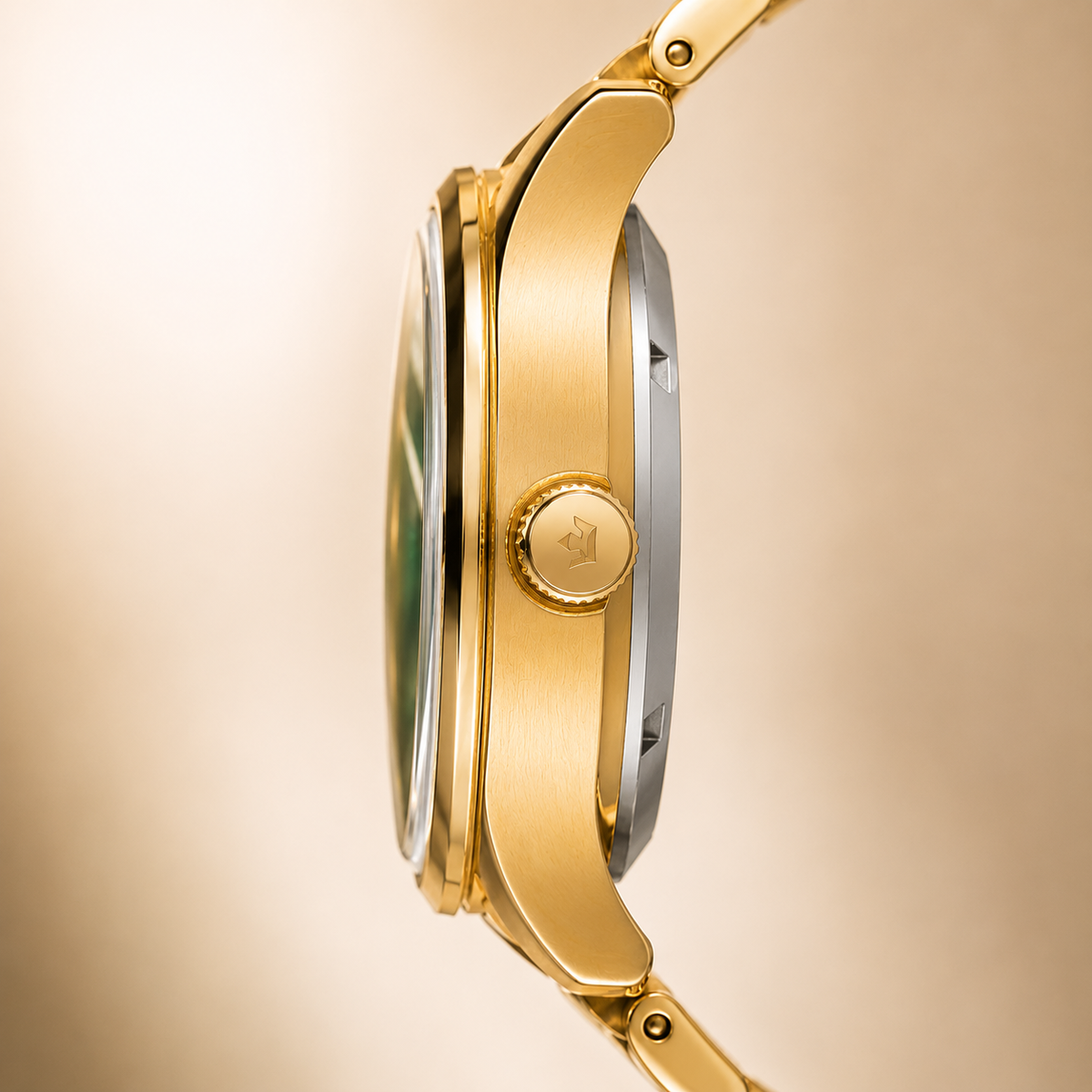 Franklord Ladies Maha Vastu Automatic – Gold Green Dial Watch for Women | 316L Steel