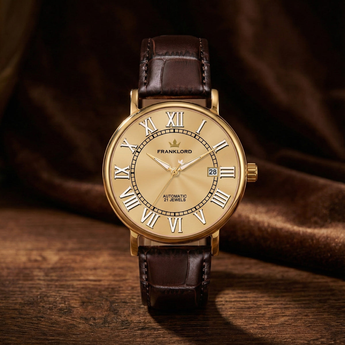 Franklord Eternal Roman Automatic – Champagne Gold Edition | Miyota 8215 Luxury 21-Jewel Dress Watch