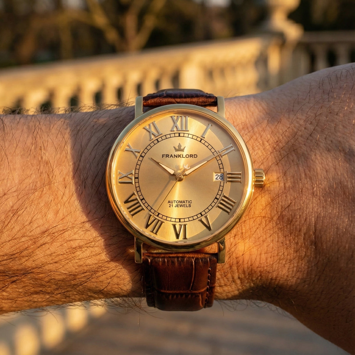 Franklord Eternal Roman Automatic – Champagne Gold Edition | Miyota 8215 Luxury 21-Jewel Dress Watch