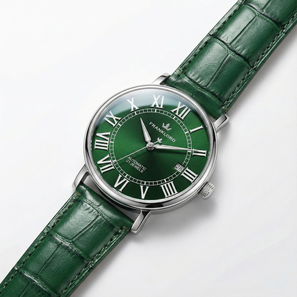 Franklord Eternal Roman Automatic – Emerald Steel Edition | Miyota 8215 Luxury 21-Jewel Dress Watch