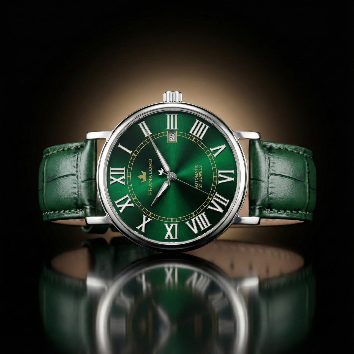 Franklord Eternal Roman Automatic – Emerald Steel Edition | Miyota 8215 Luxury 21-Jewel Dress Watch