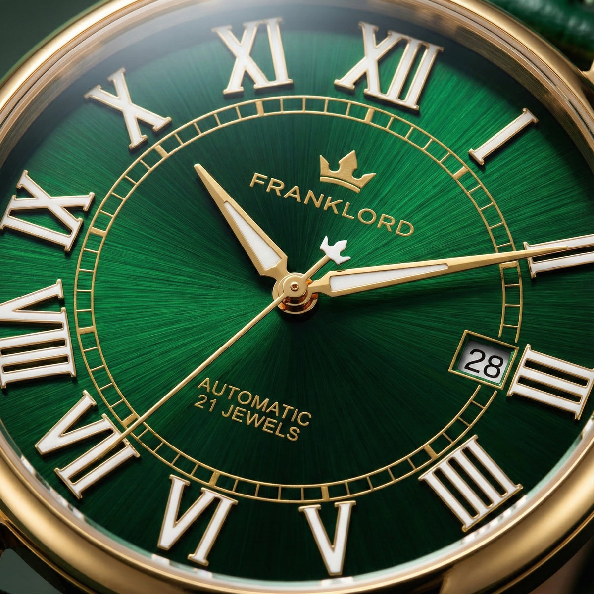 Franklord Eternal Roman Automatic – Emerlad Gold Edition | Miyota 8215 Luxury 21-Jewel Dress Watch