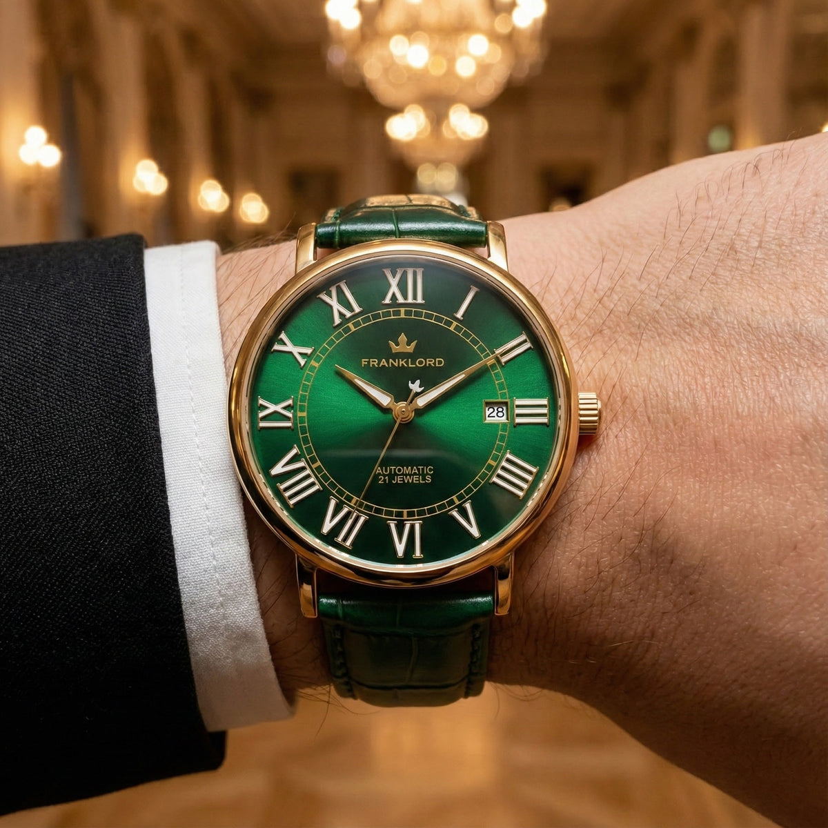 Franklord Eternal Roman Automatic – Emerlad Gold Edition | Miyota 8215 Luxury 21-Jewel Dress Watch