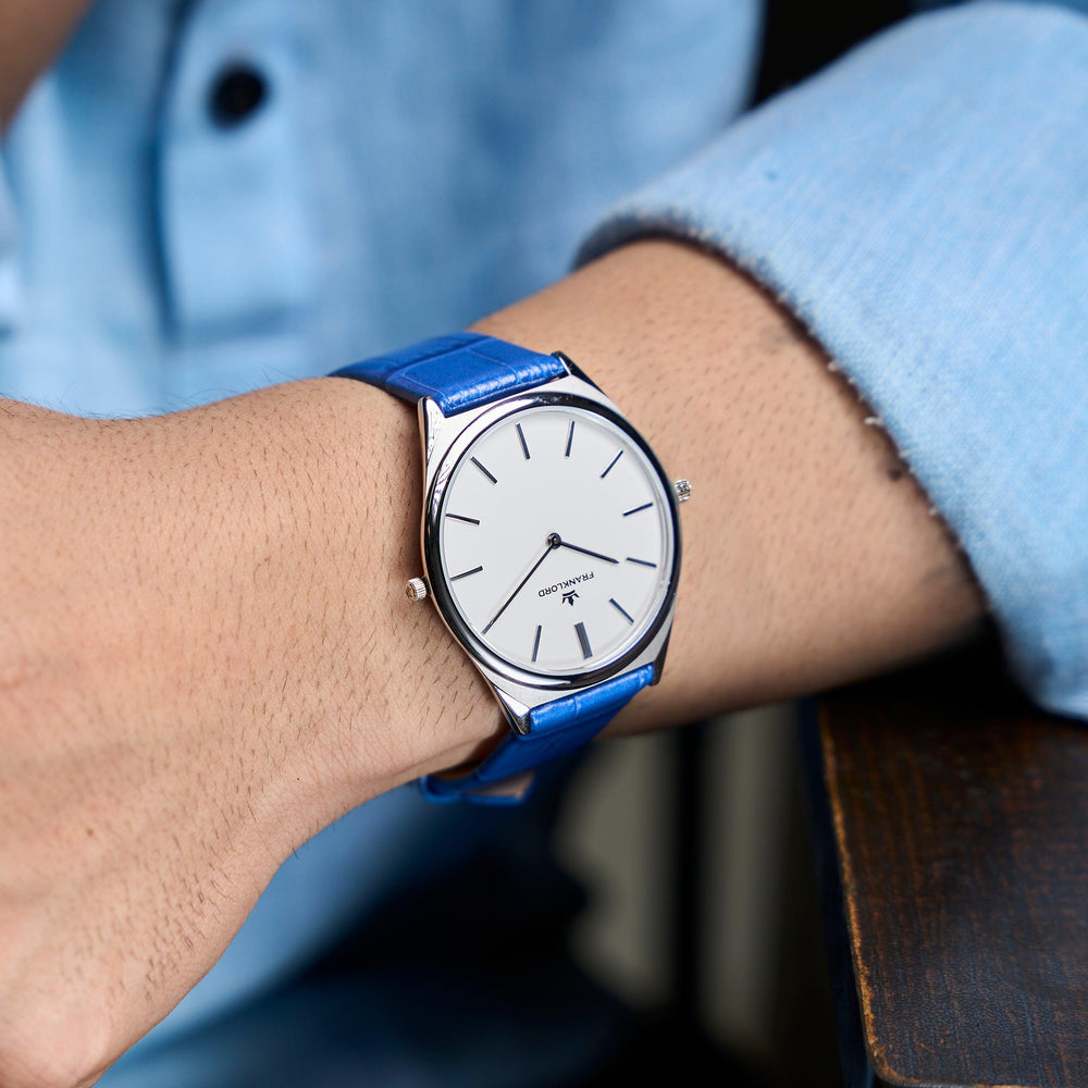 Franklord Ultra-Slim Blueprint White White Dial Swiss Watch for