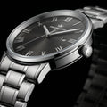 Franklord Prestige Onyx Steel Men's Watch – Black Sunburst Dial & Stainless Steel Bracelet