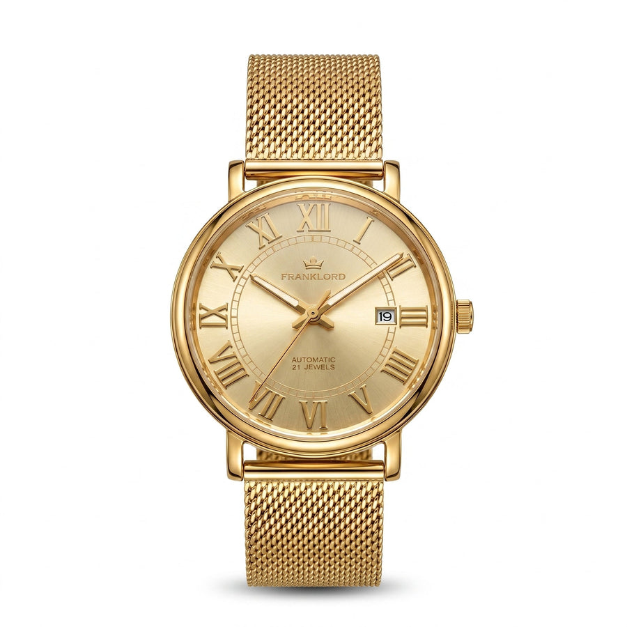 Franklord Eternal Roman Automatic – Exclusive Gold Edition - Gold Dial | Miyota 8215 Luxury 21-Jewel Dress Watch