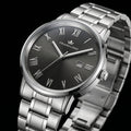 Franklord Prestige Onyx Steel Men's Watch – Black Sunburst Dial & Stainless Steel Bracelet