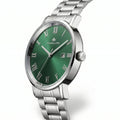 Franklord Prestige Emerald Steel Men's Watch – Green Sunburst Dial & Stainless Steel Bracelet