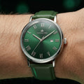 Franklord Prestige Emerald Leather Men's Watch – Green Sunburst Dial & Green Leather Strap