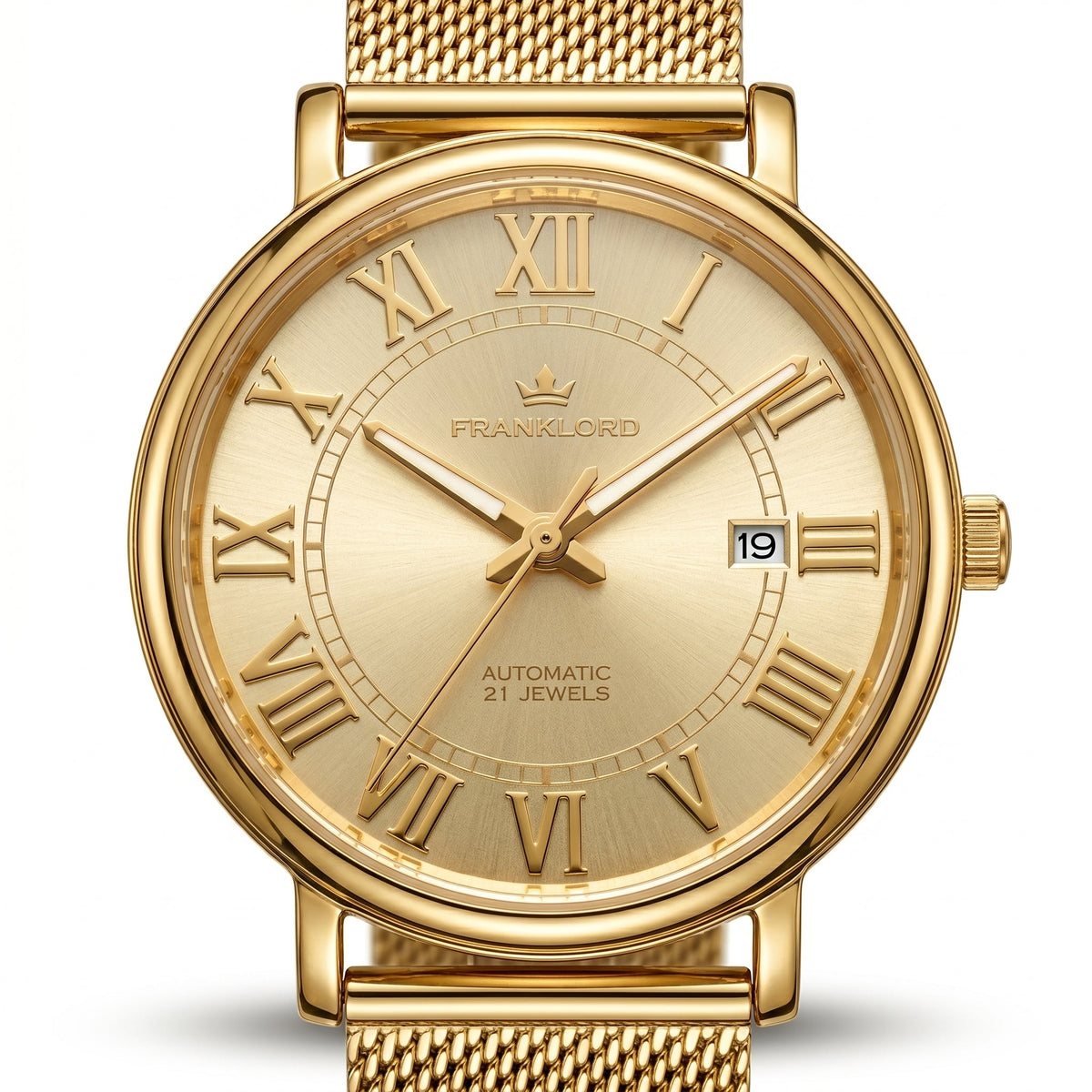 Franklord Eternal Roman Automatic – Exclusive Gold Edition - Gold Dial | Miyota 8215 Luxury 21-Jewel Dress Watch