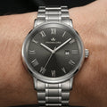 Franklord Prestige Onyx Steel Men's Watch – Black Sunburst Dial & Stainless Steel Bracelet
