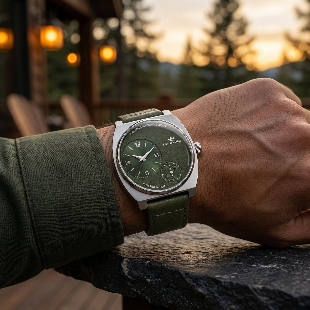 Franklord Eccentrica | Asymmetric Small Second Watch - The Emerald Enigma