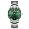 Franklord Prestige Emerald Steel Men's Watch – Green Sunburst Dial & Stainless Steel Bracelet