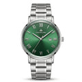Franklord Prestige Emerald Steel Men's Watch – Green Sunburst Dial & Stainless Steel Bracelet
