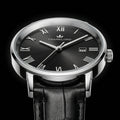 Franklord Prestige Onyx Leather Men's Watch – Black Sunburst Dial & Black Leather Strap