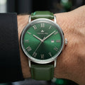 Franklord Prestige Emerald Leather Men's Watch – Green Sunburst Dial & Green Leather Strap